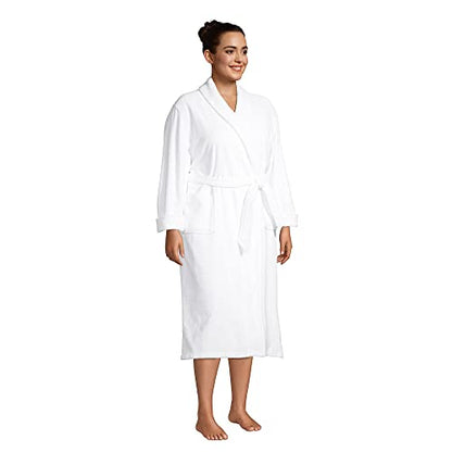 Lands' End Women's Long Sleeve Cotton Spa Bath Robe White Regular X-Large - PUF HOUSE
