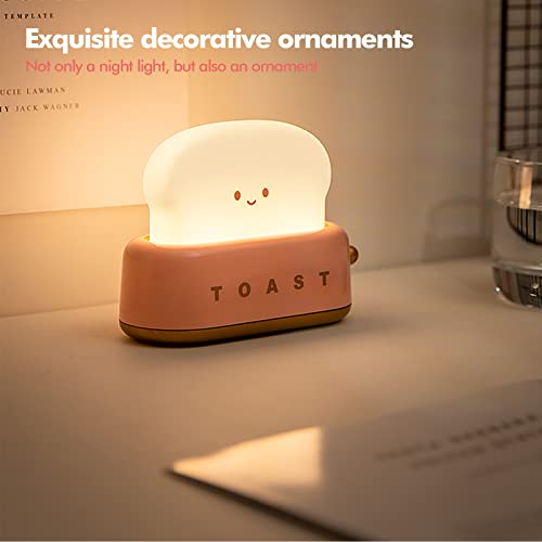 QANYI Cute Desk Decor Toaster Lamp, Kawaii LED Toast Bread Night Light Rechargeable and Portable Light with Timer, Christmas Gifts Ideas for Baby Kids Girls Teens Teenages - PUF HOUSE