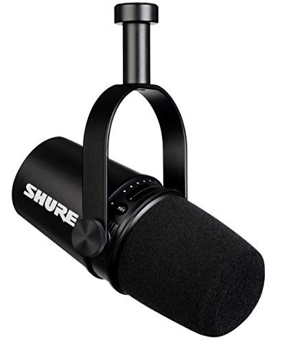 Shure MV7 USB Microphone for Podcasting, Recording, Live Streaming & Gaming, Built-in Headphone Output, All Metal USB/XLR Dynamic Mic, Voice-Isolating Technology, TeamSpeak & Zoom Certified – Black - PUF HOUSE