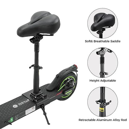 isinwheel Foldable Saddle Seat Adult Electric Scooter S9 S9Pro S9Max, Comfortable Adjustable Shockproof Basic Scooter Attachment Pedal Seat Punch Free Scooter Accessories - PUF HOUSE