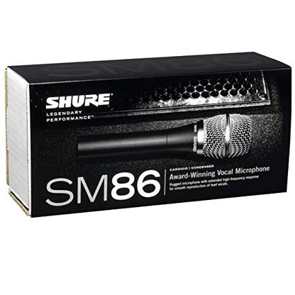 Shure SM86 Cardioid Condenser Vocal Microphone for Professional Use in Live Performance with Built-in 3-Point Shock Mount, 2-Stage Pop Filter to Reduce Wind/Breath Noise, No Cable Included (SM86-LC) - PUF HOUSE