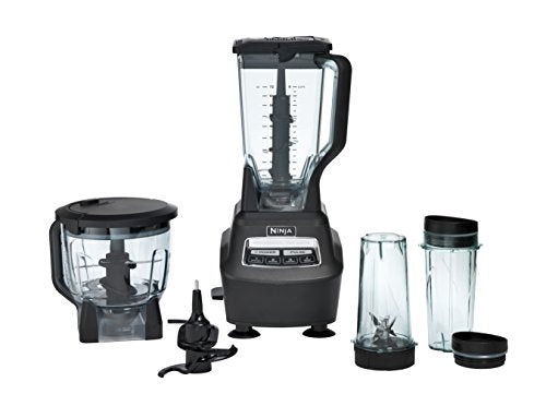 Ninja BL770 Mega Kitchen System, 1500W, 4 Functions for Smoothies, Processing, Dough, Drinks & More, with 72-oz.* Blender Pitcher, 64-oz. Processor Bowl, (2) 16-oz. To-Go Cups & (2) Lids, Black - PUF HOUSE