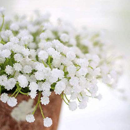 Veryhome 10PCS 30 Bunches White Babys Breath Flowers Artificial White Fake Flowers Gypsophila DIY Floral Bouquets Arrangement Wedding Home Decor（VASE NOT Included） - PUF HOUSE
