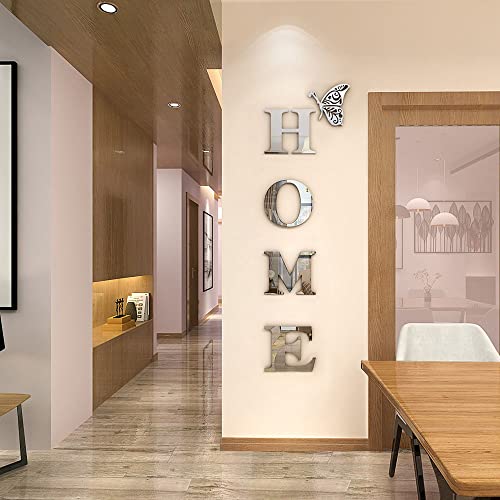 Doeean Home Wall Decor Letter Signs Acrylic Mirror Wall Stickers Wall Decorations for Living Room Bedroom Home Decor Wall Decals (Silver, 47.2 X 15.7) - PUF HOUSE