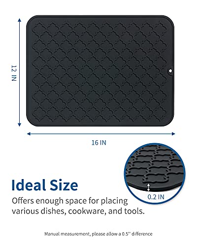 AMOAMI-Dish Drying Mats for Kitchen Counter Heat Resistant Mat Kitchen Gadgets Kitchen Accessories (12" x 16, BLACK) - PUF HOUSE