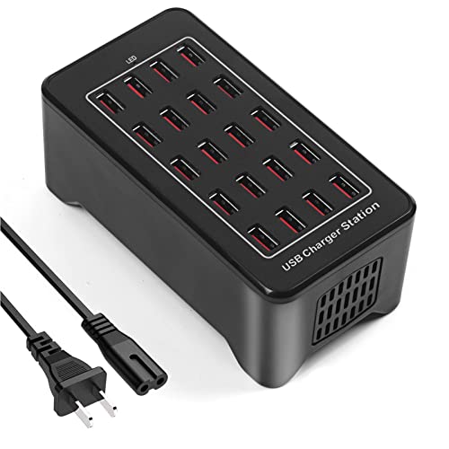 20-Port 100 W(20 A) Multiple USB Charger Station，RISWOJOR Multiport USB Charging Station with Intelligent Detection, Compatible with Smartphones, Tablets, and More Devices - PUF HOUSE