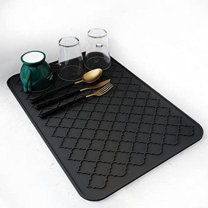 AMOAMI-Dish Drying Mats for Kitchen Counter Heat Resistant Mat Kitchen Gadgets Kitchen Accessories (12" x 16, BLACK) - PUF HOUSE