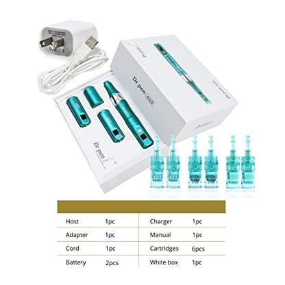 Dr. Pen Ultima A6S Professional Kit - Authentic Multi-Function Wireless Derma Beauty Pen - Trusty Skin Care Tool Kit - 16pins (0.25mm) х2 + 36pins (0.25mm) х2 + Round Nano (0.25mm) x2 Cartridges - PUF HOUSE