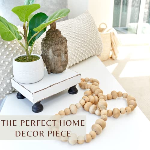 KIBAGA Decorative Wood Riser For Your Kitchen or Bathroom Farmhouse Decor - Beautiful Pedestal Stand Uniquely Displays Your Decorations - The Perfect Wooden Tray to Enhance Your Home Decor - PUF HOUSE