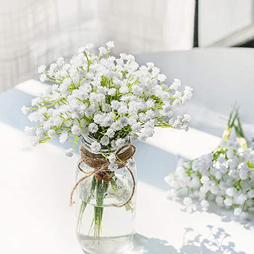 Veryhome 10PCS 30 Bunches White Babys Breath Flowers Artificial White Fake Flowers Gypsophila DIY Floral Bouquets Arrangement Wedding Home Decor（VASE NOT Included） - PUF HOUSE