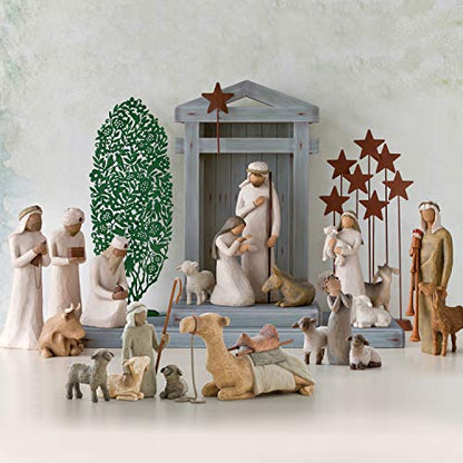 Willow Tree Shepherd and Stable Animals, Surrounding New Life with Love and Warmth, Build a Holiday Tradition with Classic Nativity Set, 4 Sculpted Hand-Painted Figures: Sheep, Camel, Shepherd, Goat - PUF HOUSE