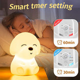 Mubarek Night Lights for Kids Room, 16 Colors Dog Night Light for Kids, Auto Timer Silicone Baby Night Light Lamp, Rechargeable Kids Night Lights for Kids Room, Cute Lamp Cute Gifts for Kids Baby Boy - PUF HOUSE