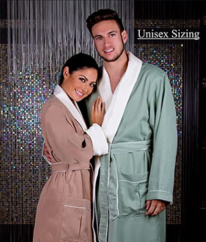 CHADSWORTH & HAIG Ultimate Doeskin Brushed Microfiber Bathrobe Lined In Terry. Luxury Spa & Hotel Bathrobe for Women and Men - PUF HOUSE
