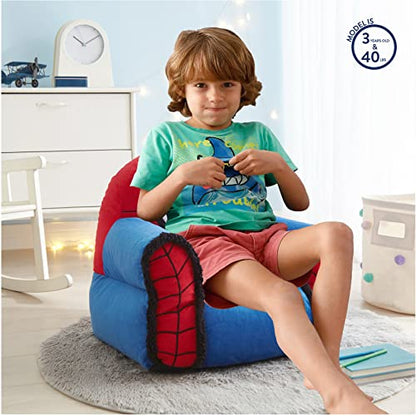 Idea Nuova Marvel Spiderman Figural Bean Bag Chair with Sherpa Trim, Ages 3+, Polyester, Red, Medium - PUF HOUSE