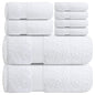Infinitee Xclusives Premium White Bath Towel Set for Bathroom - [Pack of 8] 100% Cotton Bathroom Towel Set - 2 Bath Towels, 2 Hand Towels and 4 Washcloths - PUF HOUSE