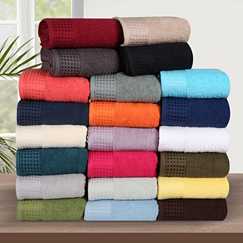 GLAMBURG 100% Cotton Ultra Soft 6 Pack Towel Set, Contains 2 Bath Towels 28x55 Inches, 2 Hand Towels 16x24 Inches & 2 Wash Coths 12x12 Inches, Compact Absorbent Lightweight & Quickdry - Orange - PUF HOUSE