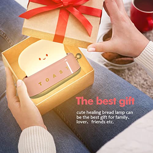 QANYI Cute Desk Decor Toaster Lamp, Kawaii LED Toast Bread Night Light Rechargeable and Portable Light with Timer, Christmas Gifts Ideas for Baby Kids Girls Teens Teenages - PUF HOUSE