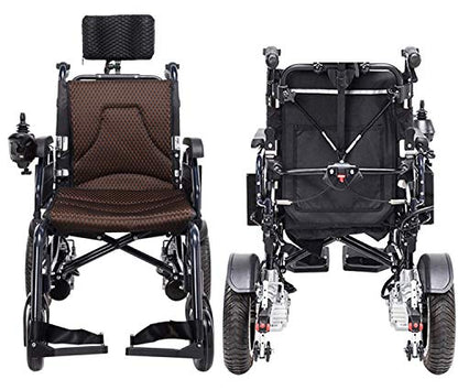 Heavy Duty Electric Wheelchair with Headrest, Foldable and Lightweight Powered Wheelchair,Backrest Angle Can Be Adjusted,Armrest Can Be Lifted,Seat Width 43Cm,Weight Capacity 125KG,Portable - PUF HOUSE