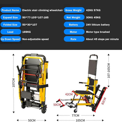 Electric Crawler Stair Climber, Power Wheelchair,Folding Crawler Climbing Chair Lift, Manual Stair Climbing Wheelchair for Elderly Patient, Can Go Up And Down Stairs Chair - PUF HOUSE