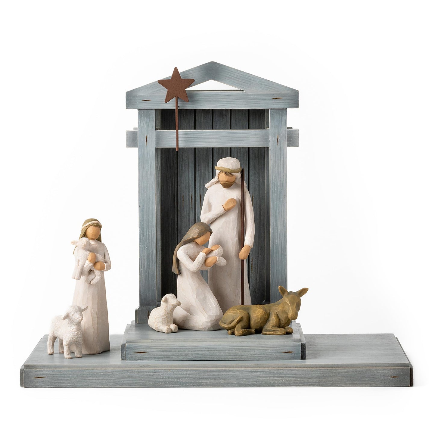 Willow Tree Nativity Deluxe: Starter Figures Plus Crèche, 7-Piece Set - PUF HOUSE