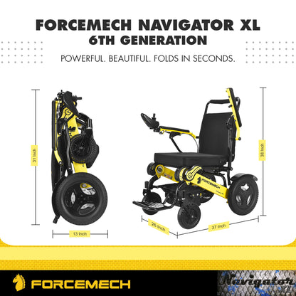 Forcemech Navigator XL - All Terrain Folding Electric Wheelchair - 6th Generation 2021 Model - PUF HOUSE