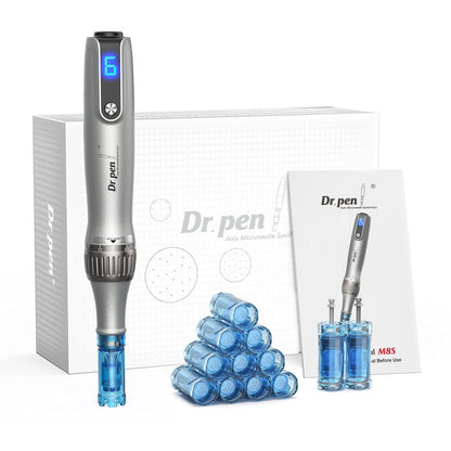 Dr.Pen Ultima M8S Microneedling Pen: Wireless Microneedle professional Skin Pen for Face & Body & Hair Beard Growth - 12 Replacement Cartridges - PUF HOUSE